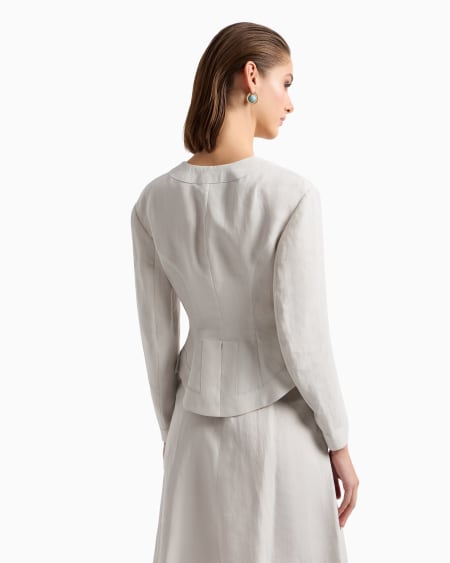 A|x Armani Exchange Short Single-breasted Linen Jacket