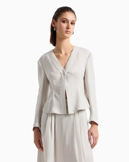 A|x Armani Exchange Short Single-breasted Linen Jacket