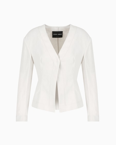 a|x armani exchange Short single-breasted linen jacket