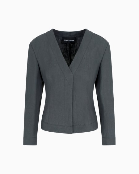 a|x armani exchange Short single-breasted linen jacket