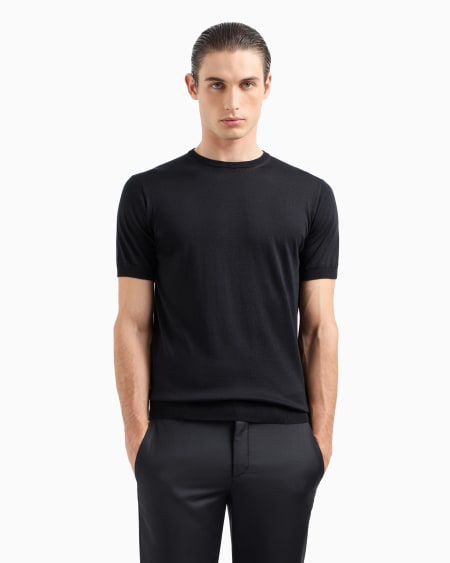 A|x Armani Exchange Short-sleeved Crew-neck Jumper In Silk And Cotton