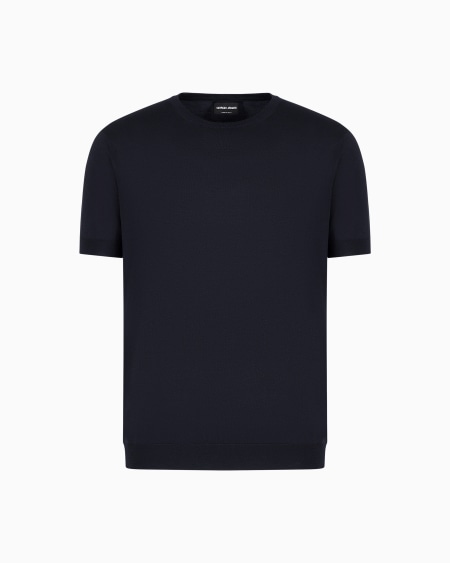 a|x armani exchange Short-sleeved crew-neck jumper in silk and cotton