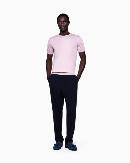 A|x Armani Exchange Short-sleeved Crew-neck Jumper In Silk And Cotton