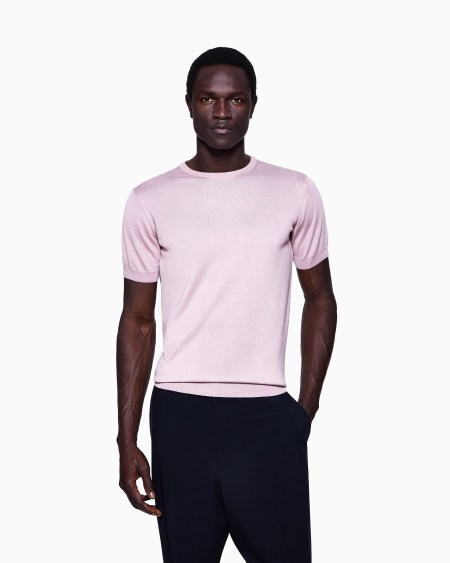 A|x Armani Exchange Short-sleeved Crew-neck Jumper In Silk And Cotton