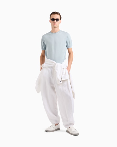 A|x Armani Exchange Short-sleeved Crew-neck Jumper In Silk And Cotton