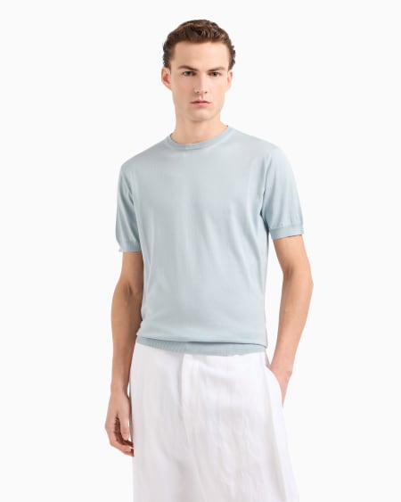 A|x Armani Exchange Short-sleeved Crew-neck Jumper In Silk And Cotton
