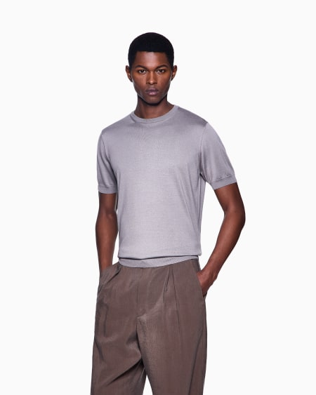 A|x Armani Exchange Short-sleeved Crew-neck Jumper In Silk And Cotton