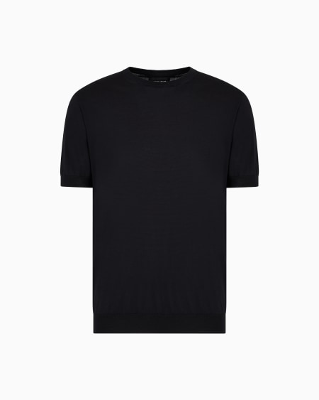 a|x armani exchange Short-sleeved crew-neck jumper in silk and cotton