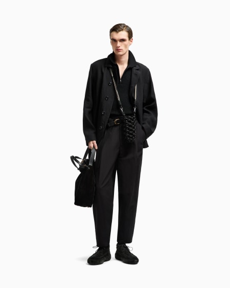 A|x Armani Exchange Short-sleeved Polo Shirt In A Ribbed Viscose Blend