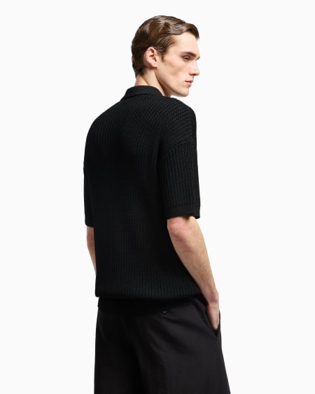 A|x Armani Exchange Short-sleeved Polo Shirt In A Ribbed Viscose Blend