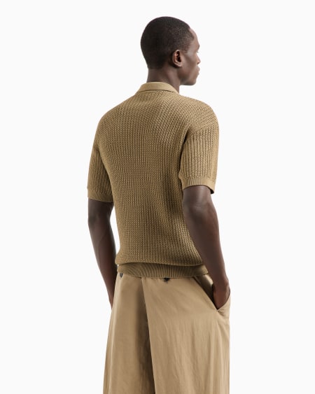 A|x Armani Exchange Short-sleeved Polo Shirt In A Ribbed Viscose Blend