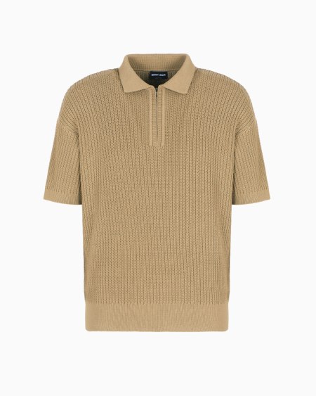 a|x armani exchange Short-sleeved polo shirt in a ribbed viscose blend