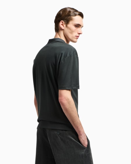 A|x Armani Exchange Short-sleeved Polo Shirt In Cotton And Cashmere Interlock