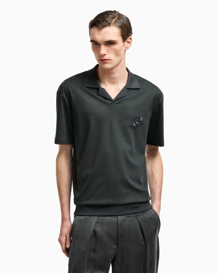 A|x Armani Exchange Short-sleeved Polo Shirt In Cotton And Cashmere Interlock