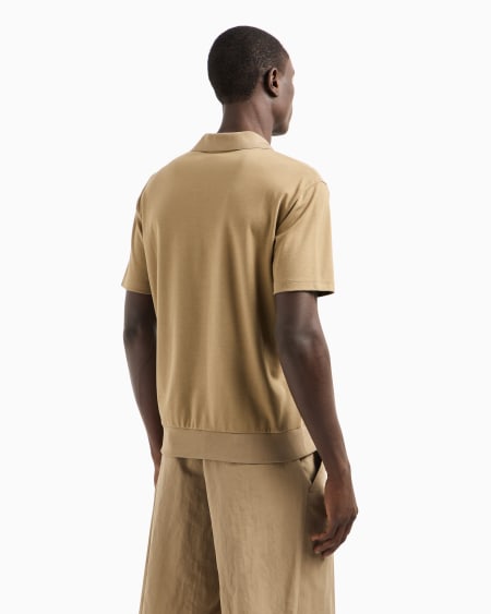 A|x Armani Exchange Short-sleeved Polo Shirt In Cotton And Cashmere Interlock