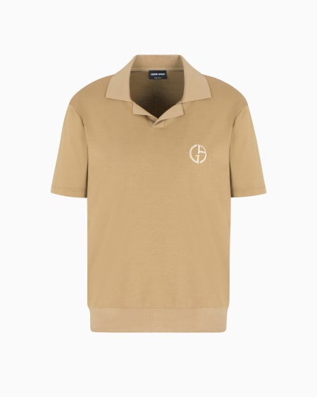 a|x armani exchange Short-sleeved polo shirt in cotton and cashmere interlock
