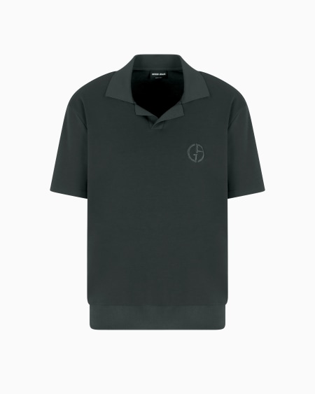 a|x armani exchange Short-sleeved polo shirt in cotton and cashmere interlock