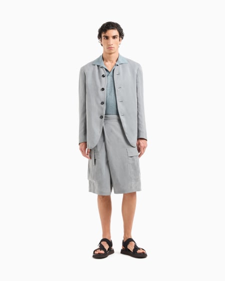 A|x Armani Exchange Short-sleeved Polo Shirt In Linen Jersey