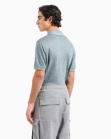 A|x Armani Exchange Short-sleeved Polo Shirt In Linen Jersey