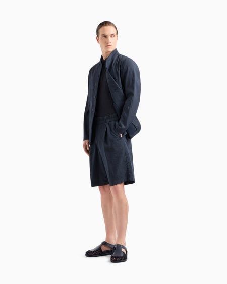 A|x Armani Exchange Short-sleeved Polo Shirt In Pure Linen Jersey