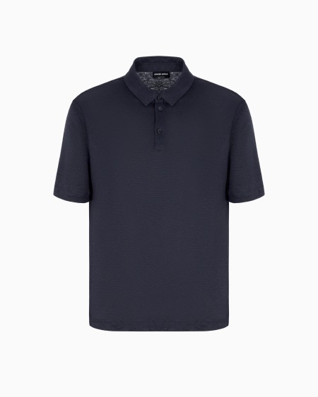 a|x armani exchange Short-sleeved polo shirt in pure linen jersey