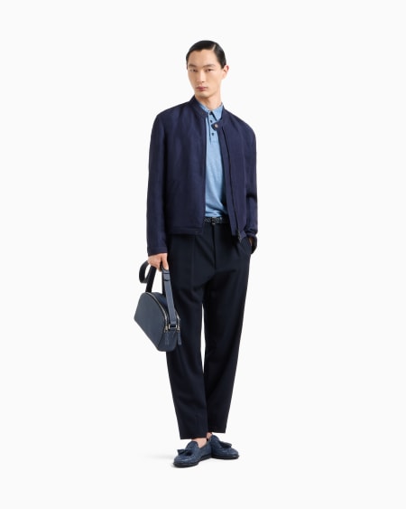 A|x Armani Exchange Short-sleeved Polo Shirt In Pure Linen Jersey