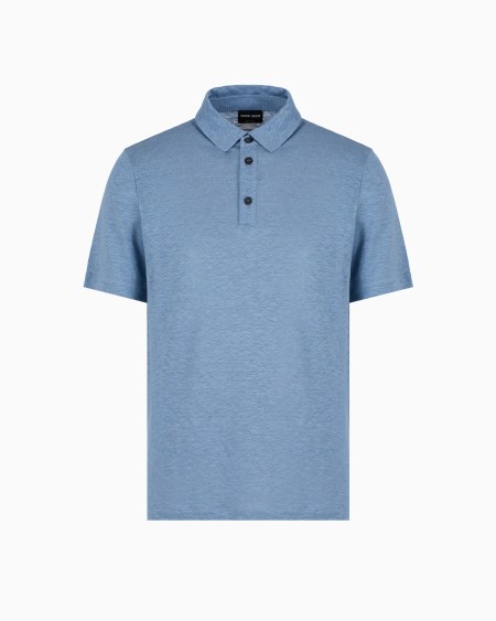 a|x armani exchange Short-sleeved polo shirt in pure linen jersey