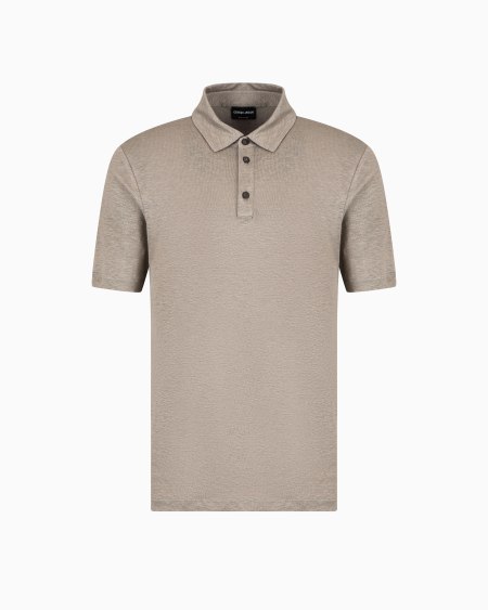 a|x armani exchange Short-sleeved polo shirt in pure linen jersey