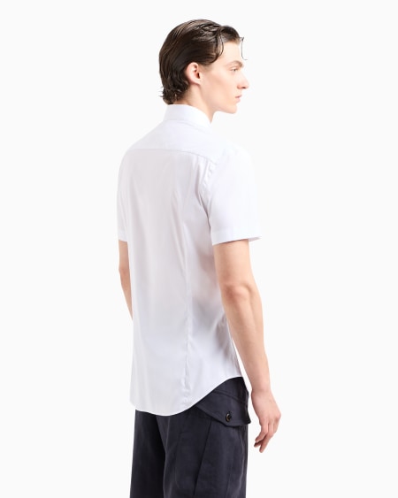 A|x Armani Exchange Short-sleeved Stretch Plain-knit Shirt