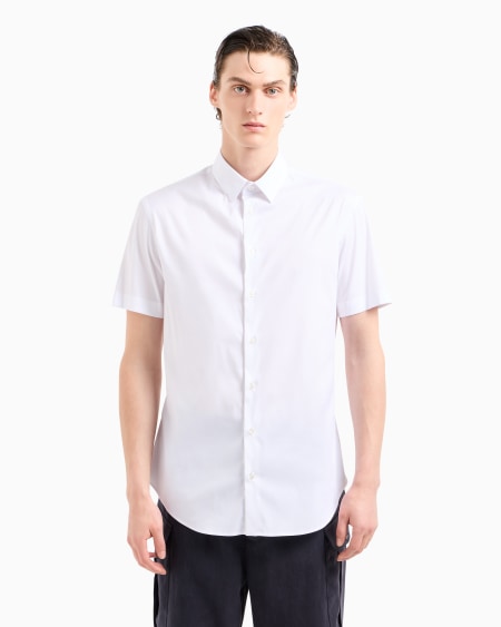 A|x Armani Exchange Short-sleeved Stretch Plain-knit Shirt