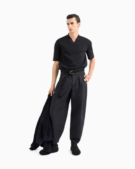 A|x Armani Exchange Short-sleeved V-neck Jumper In Virgin Wool