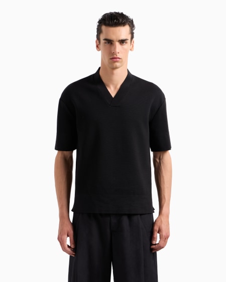 A|x Armani Exchange Short-sleeved V-neck Jumper In Virgin Wool