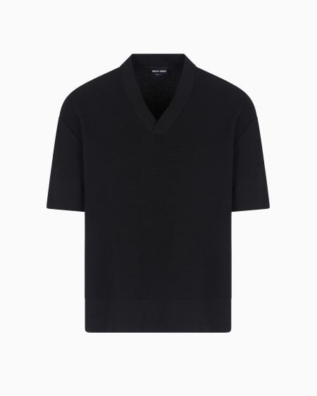 a|x armani exchange Short-sleeved V-neck jumper in virgin wool