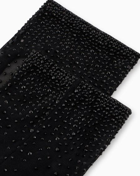 A|x Armani Exchange Short Tulle Sleeves With Rhinestone Embroidery