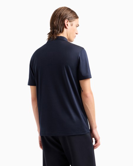 A|x Armani Exchange Silk And Cotton-mélange Jersey Polo Shirt