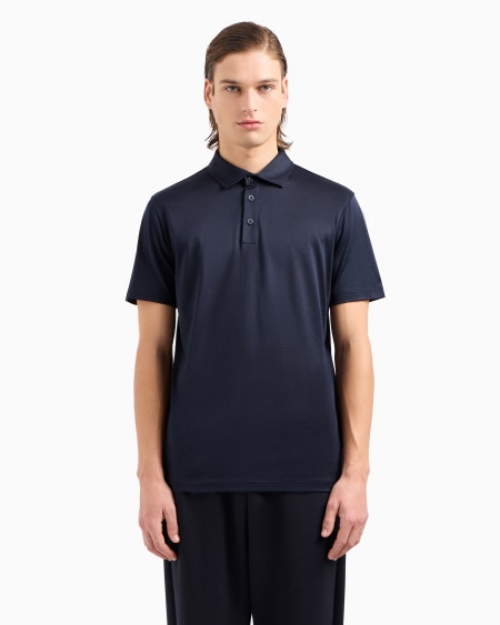 A|x Armani Exchange Silk And Cotton-mélange Jersey Polo Shirt