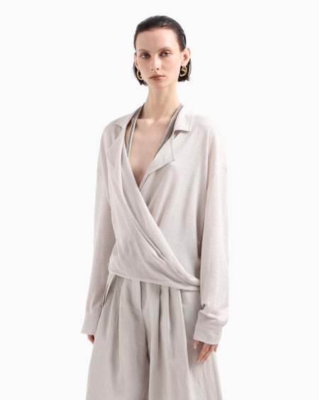A|x Armani Exchange Silk And Linen Jumper With Draping