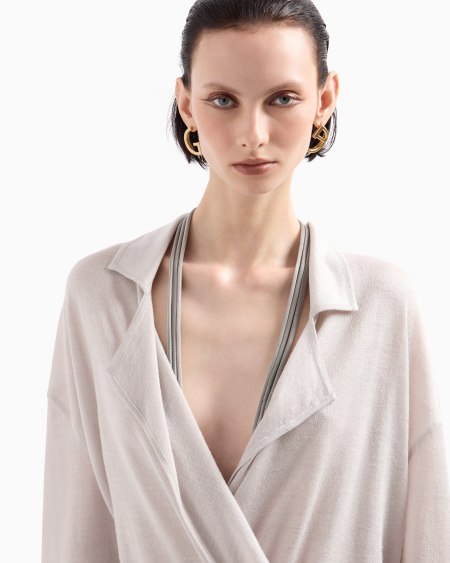 A|x Armani Exchange Silk And Linen Jumper With Draping