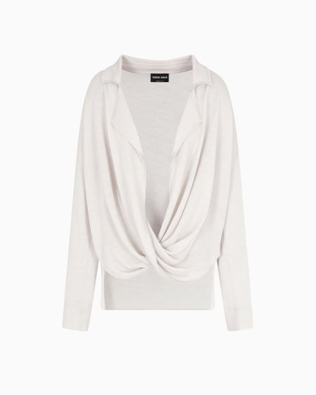 a|x armani exchange Silk and linen jumper with draping