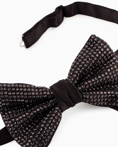 A|x Armani Exchange Silk And Rhinestone Knotted Bow Tie