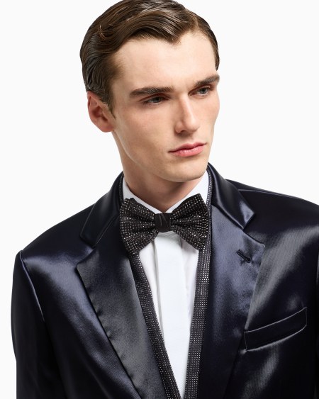 A|x Armani Exchange Silk And Rhinestone Knotted Bow Tie