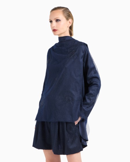 A|x Armani Exchange Silk Blouse With Rhinestone Embroidery