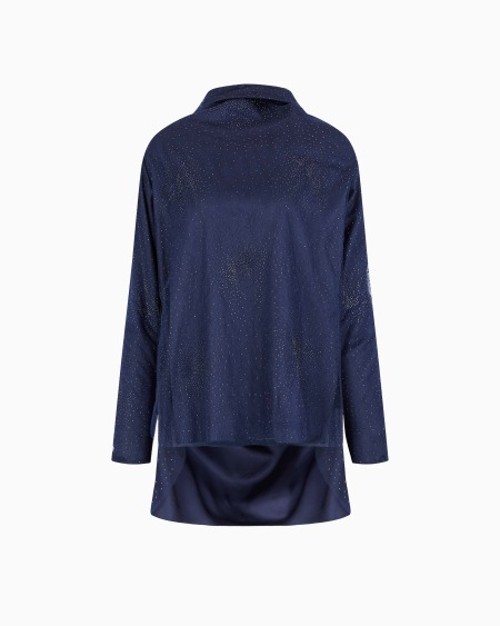 a|x armani exchange Silk blouse with rhinestone embroidery