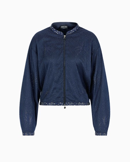 a|x armani exchange Silk blouson with rhinestone embroidery
