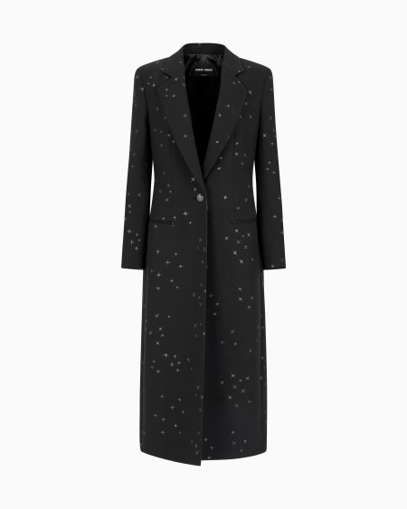 a|x armani exchange Silk cady long coat with glitter motif
