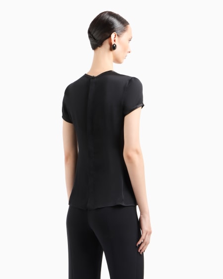 A|x Armani Exchange Silk Charmeuse Blouse With V Neckline