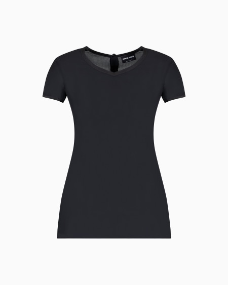 a|x armani exchange Silk charmeuse blouse with V neckline