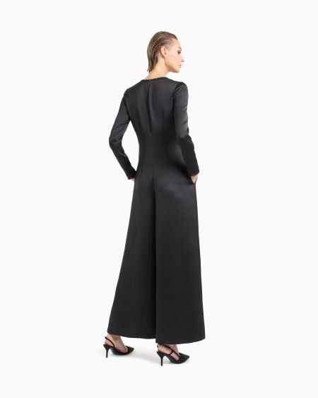 A|x Armani Exchange Silk Jumpsuit With Embroidered Details