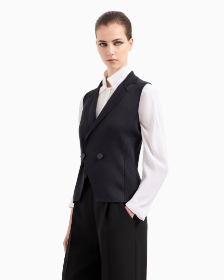 A|x Armani Exchange Silk Knit Double-breasted Gilet