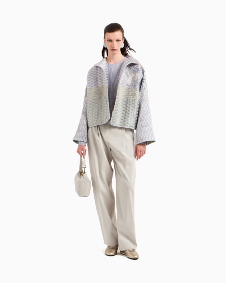 A|x Armani Exchange Silk Linen And Hemp Jacquard Pea Coat